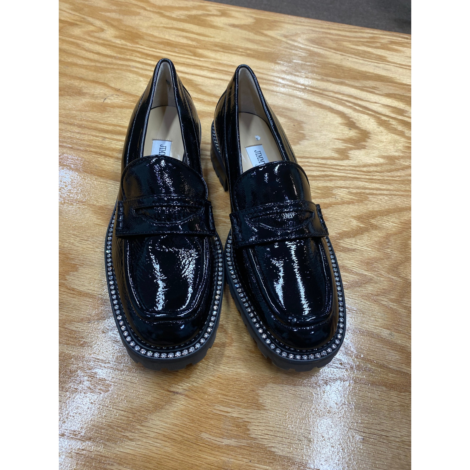 Jimmy Choo Black Patent Deanna 30 Loafers Nwob Size 38.5 (L1)